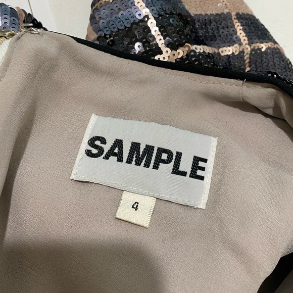 Sample Designer Shift Dress Sequins Plaid Short Sleeve RARE - Picture 5 of 7